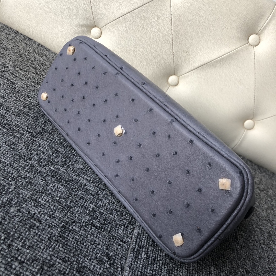 에르메스 볼리드27 마노블루 은장 타조가죽